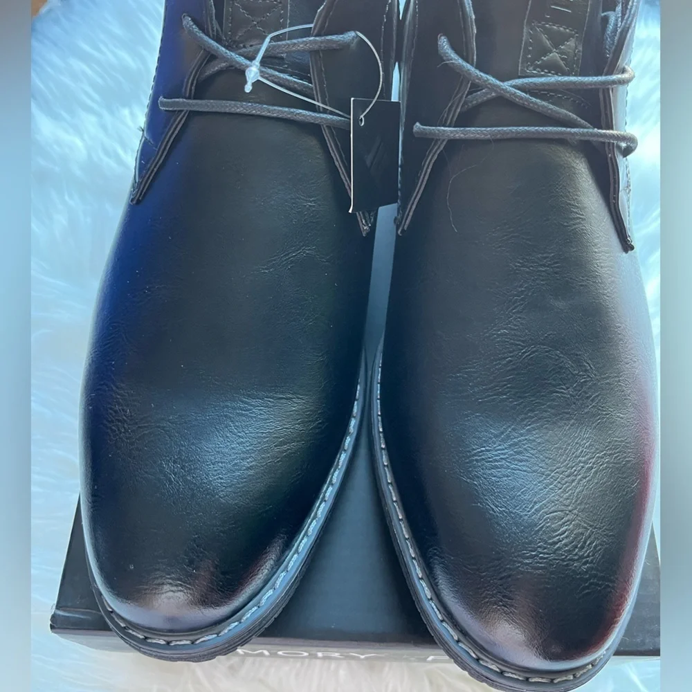 🆕London Fog Men's Chukka Boots Black Lace-Up Memory Foam Size 11M